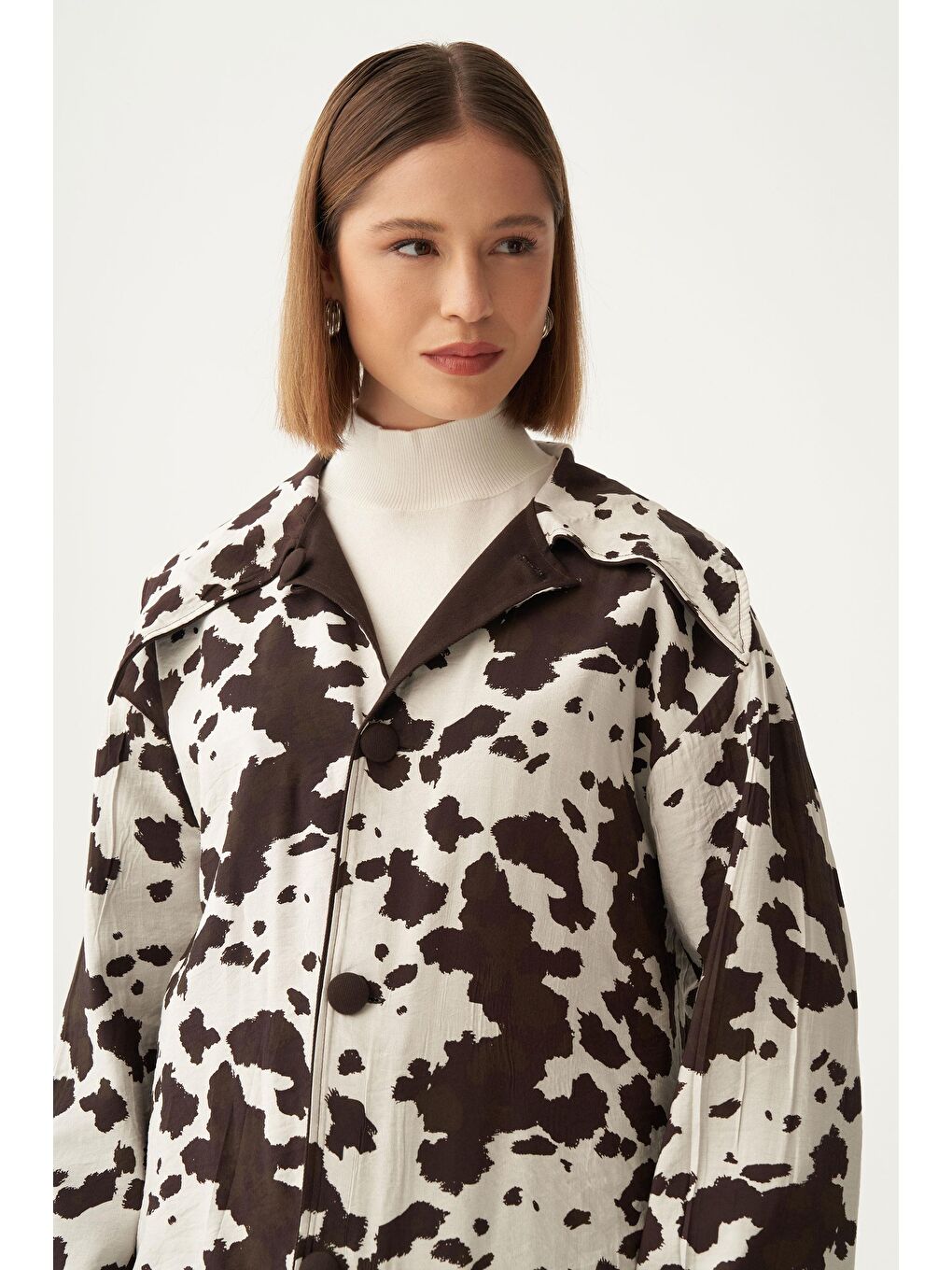 Kahverengi Acı Kahve-Çift Yönlü Gabardin Kapitone Ceket-4