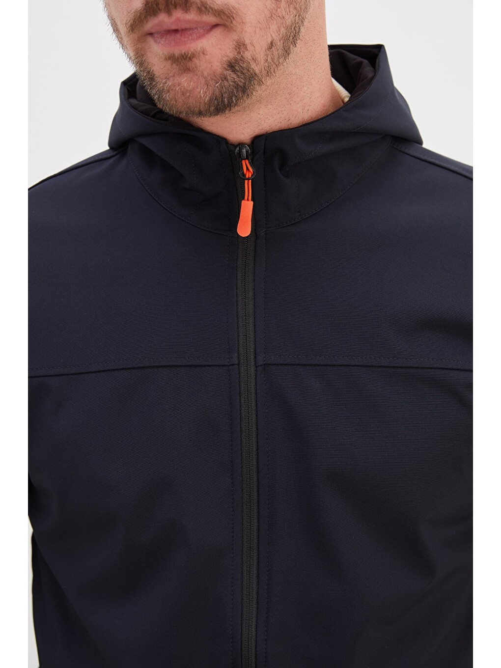 Lacivert Fermuarlı Kapüşonlu Softshell Ceket-4