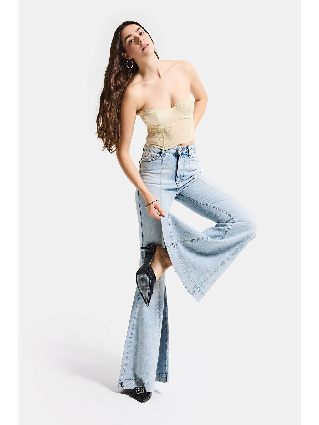 Mavi Kadın Jean Rengi 4s6-32 Flare Fit Elastan Denim Jean-5