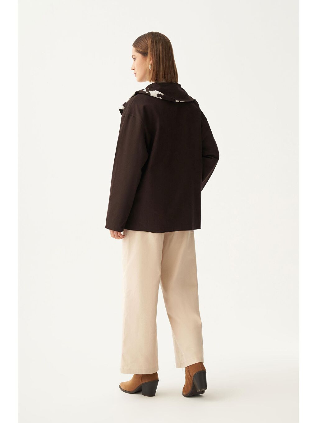 Kahverengi Acı Kahve-Çift Yönlü Gabardin Kapitone Ceket-8