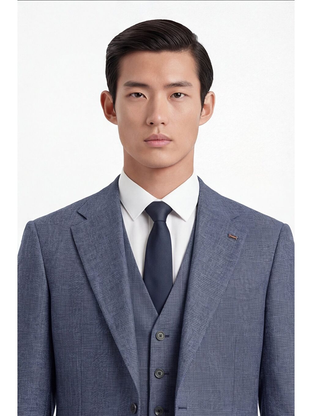 Erkek Viskon 6 Drop Klasik Açık Lacivert Takım Elbise-1