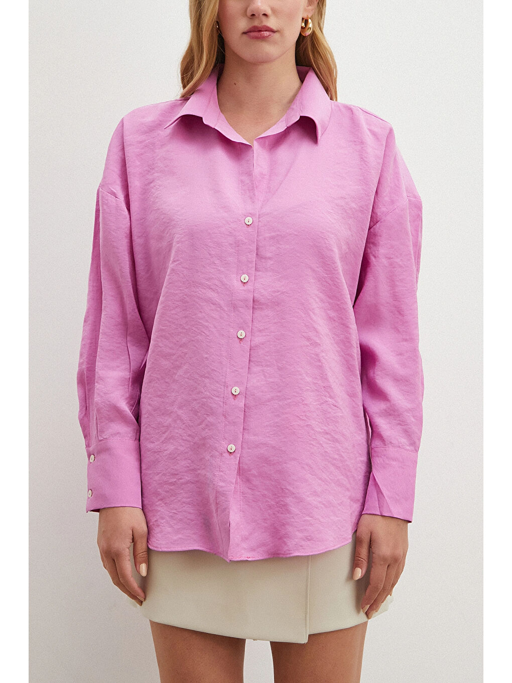 Basic Modal Gömlek Mor-1