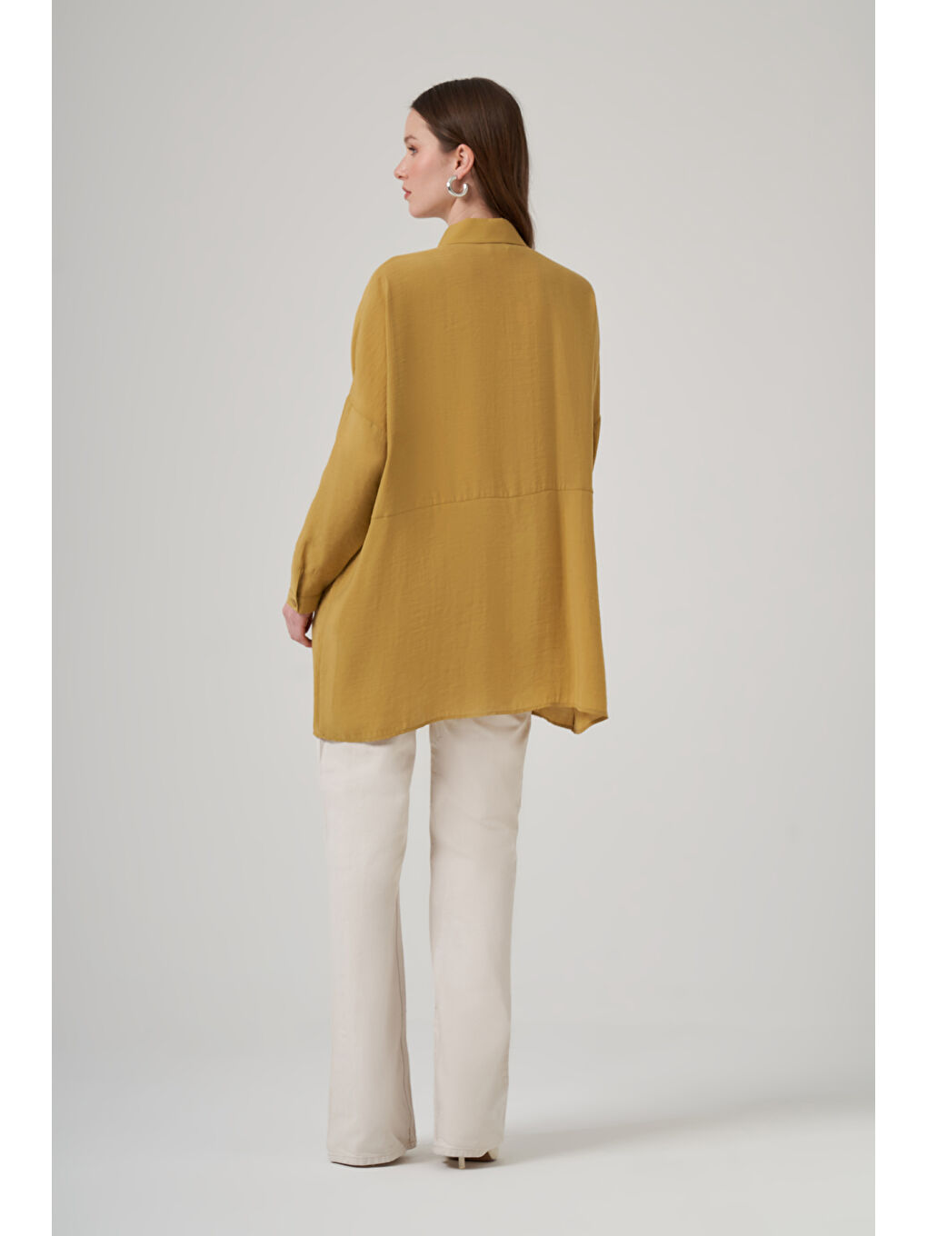 Yeşil Oversize Basic Yazlık Gömlek 3001 Amber-2