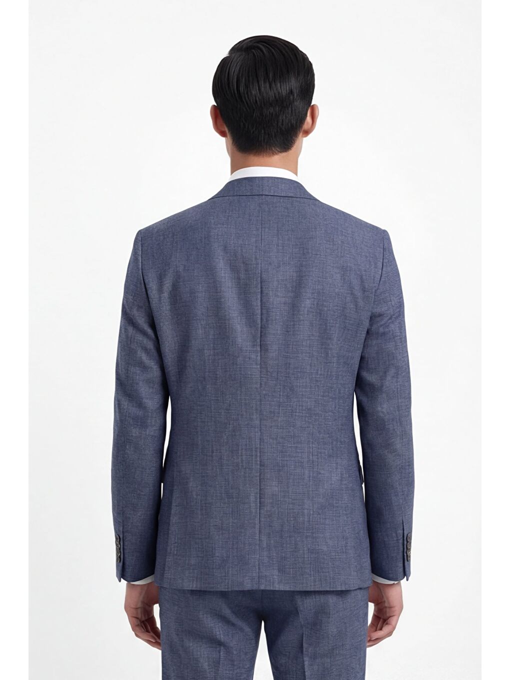 Erkek Viskon 6 Drop Klasik Açık Lacivert Takım Elbise-3