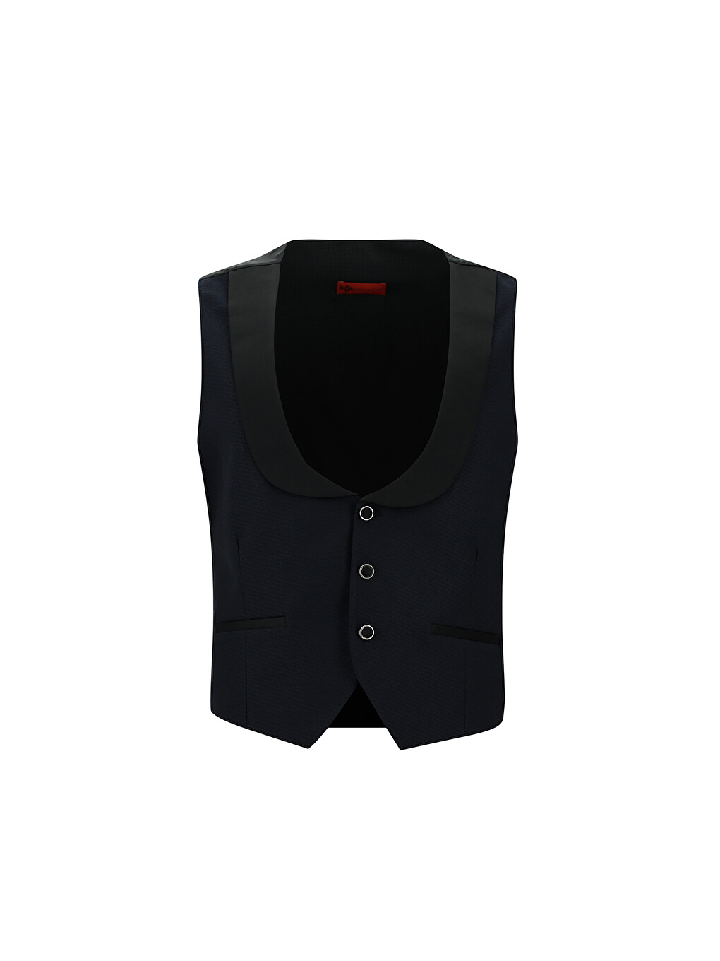 Lacivert Slim Fit Dar Kesim Mono Yaka Yelekli Smokin & Damatlık-3