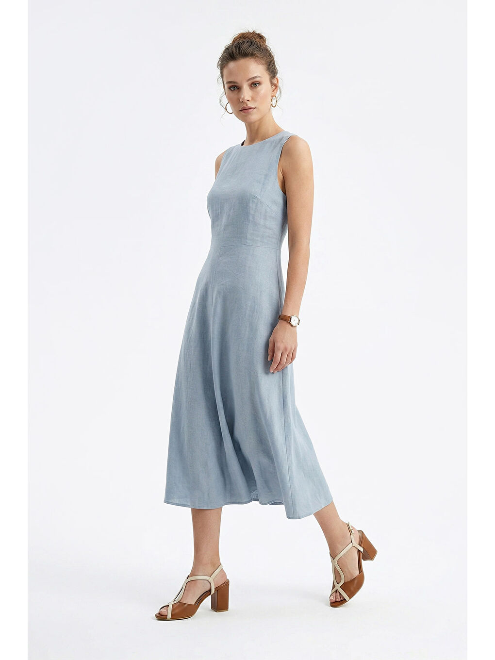 Kahverengi Kadın TABA KAHVE MEL. Kalın Topuklu Arkası Açık Hakiki Deri Ayakkabı-2