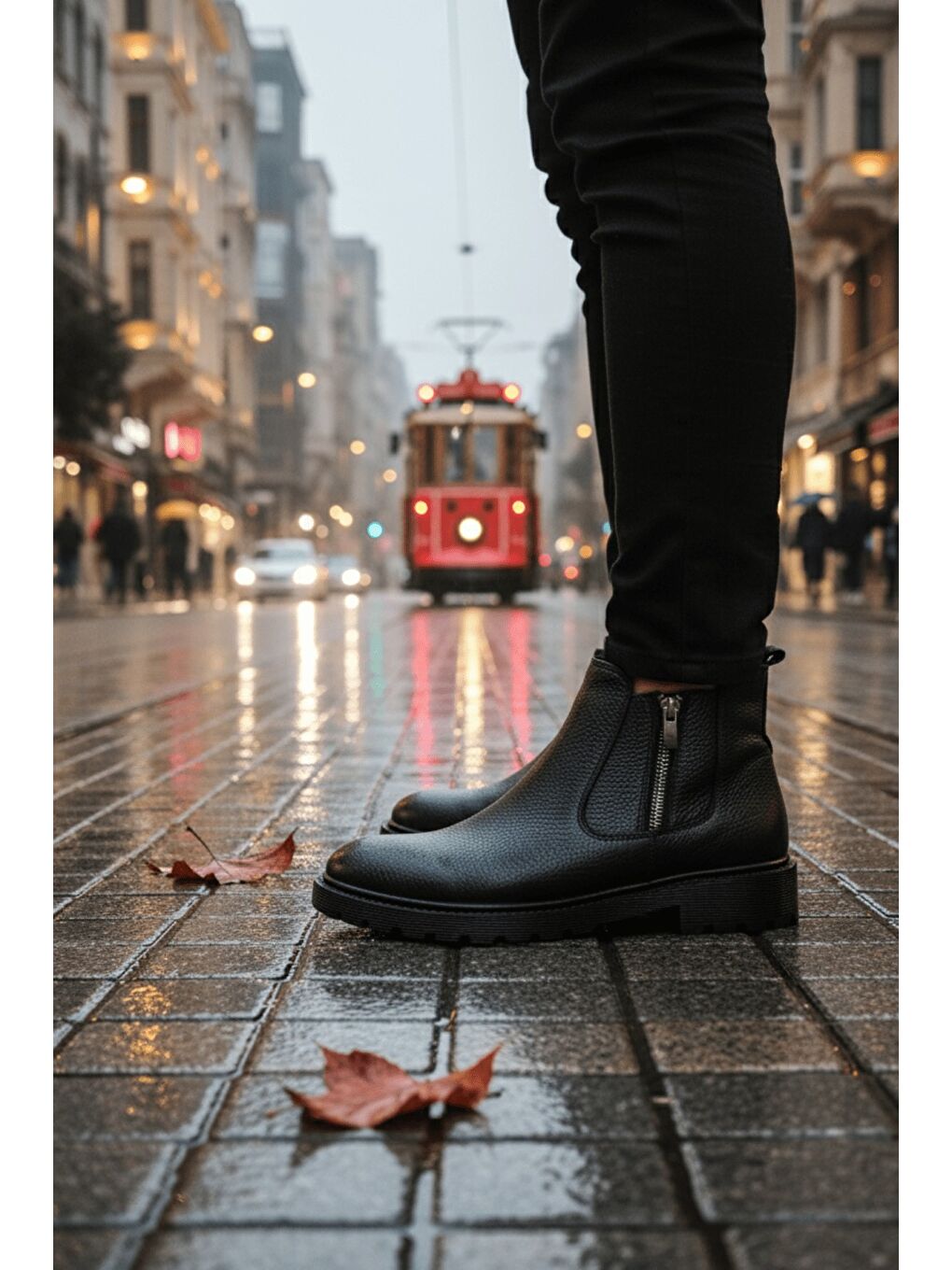 Siyah LUXOR Hakiki Deri Fermuarlı Erkek Kışlık Bot-3