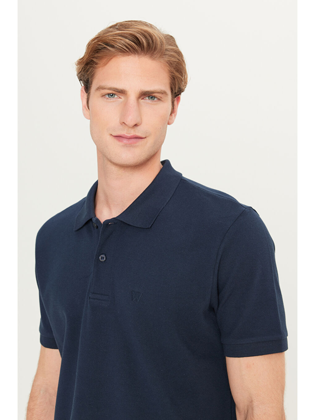 %100 Pamuk Regular Fit Normal Kesim Lacivert Polo Yaka Tişört-3