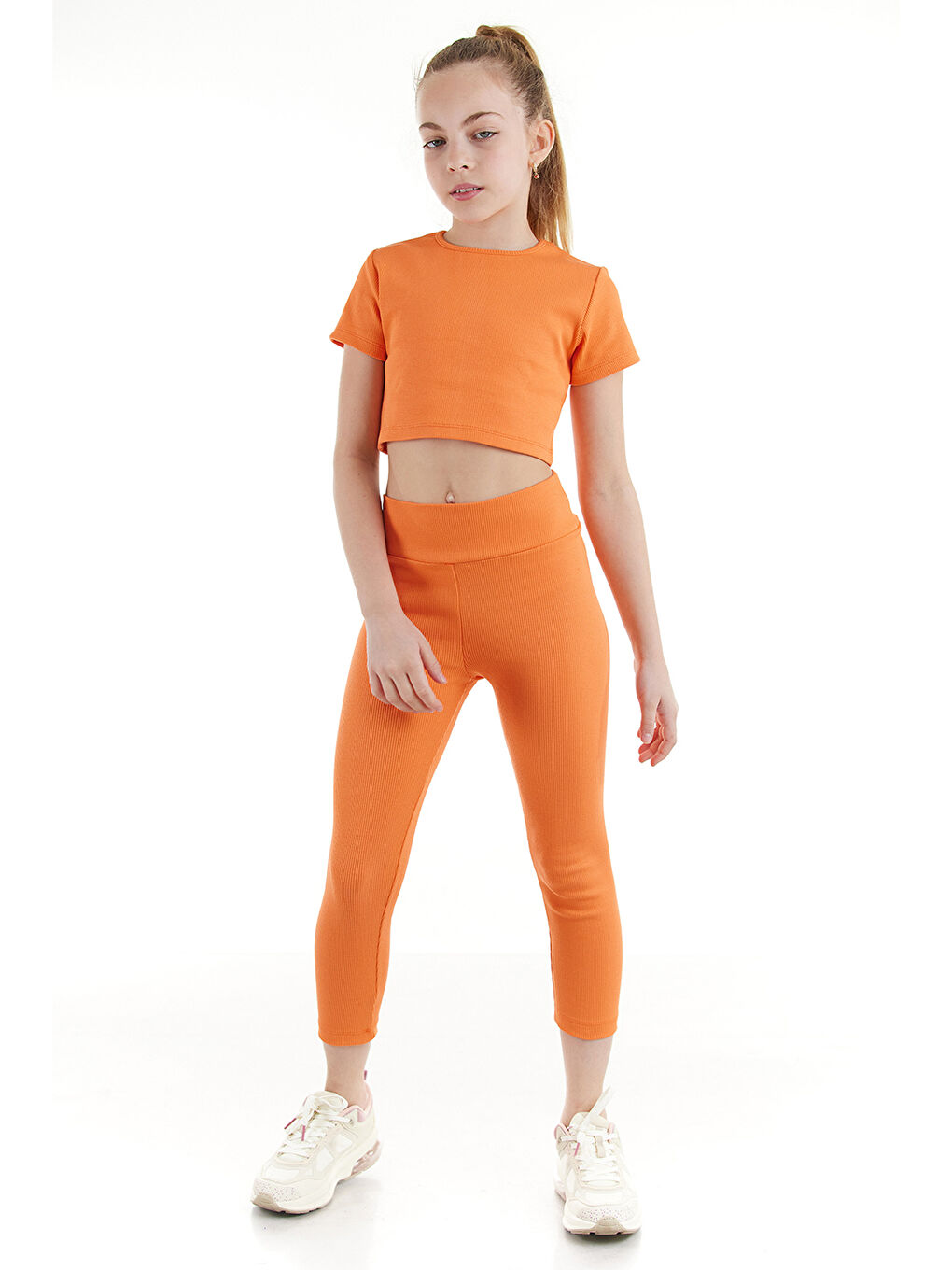 Colorinas Turuncu Basic Capri Tshirt Takım - 3