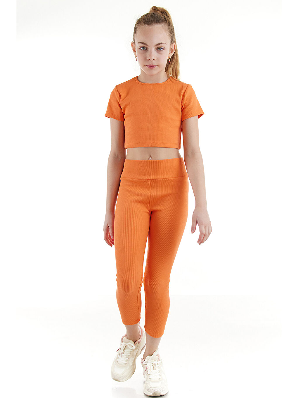 Colorinas Turuncu Basic Capri Tshirt Takım - 4
