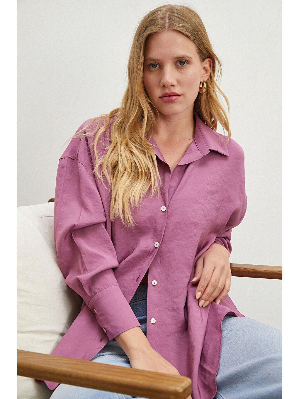 Basic Modal Gömlek Mürdüm-3