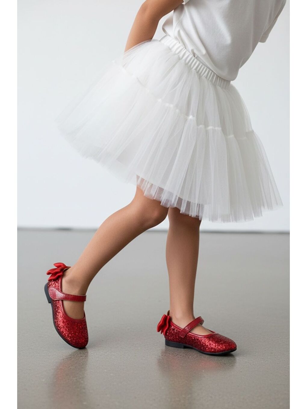 Kırmızı Payetli Kız Çocuk Babet-2