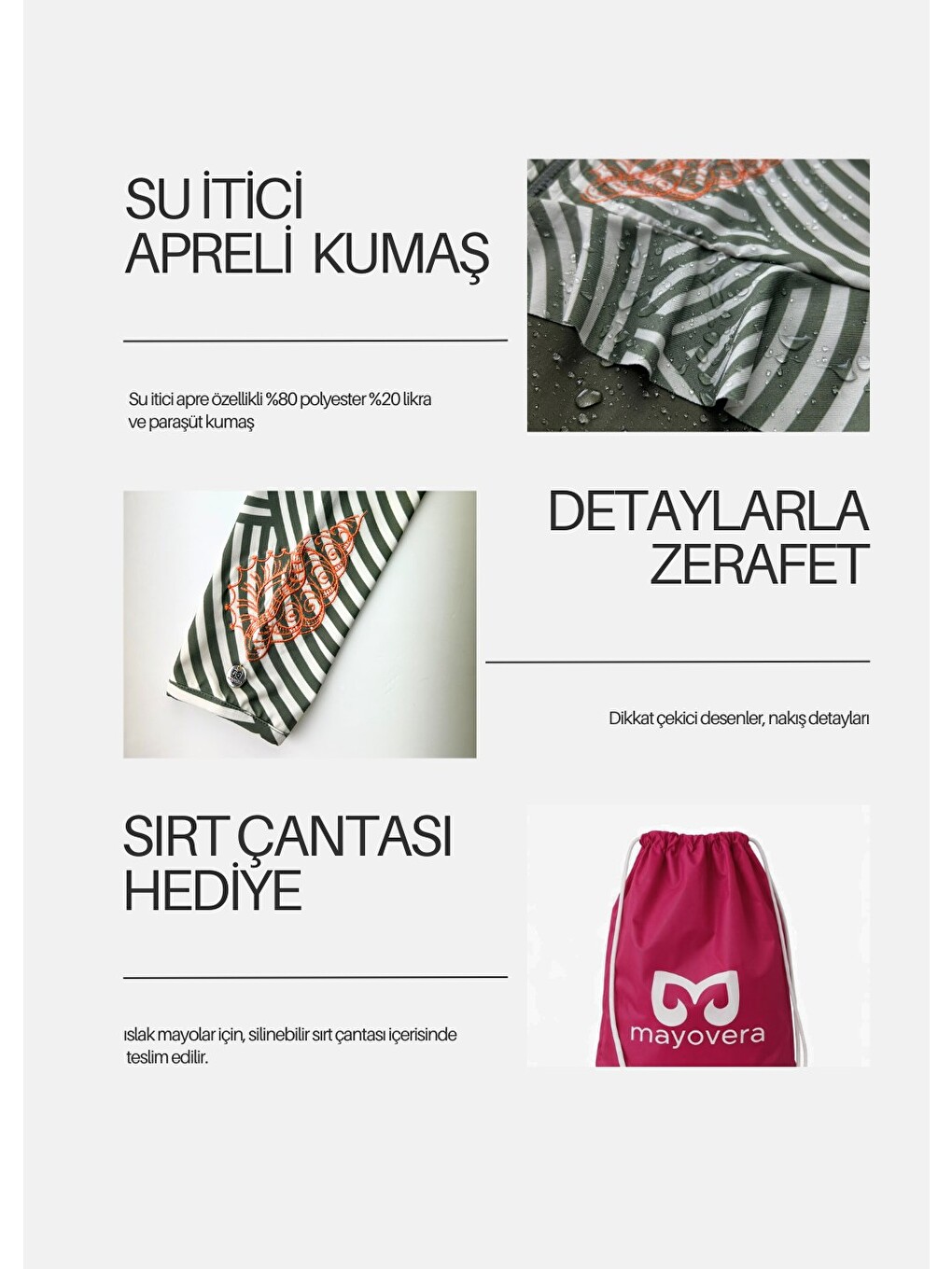 Siyah Tesettür Mayo Deniz Kabuğu Haki Mayo-5