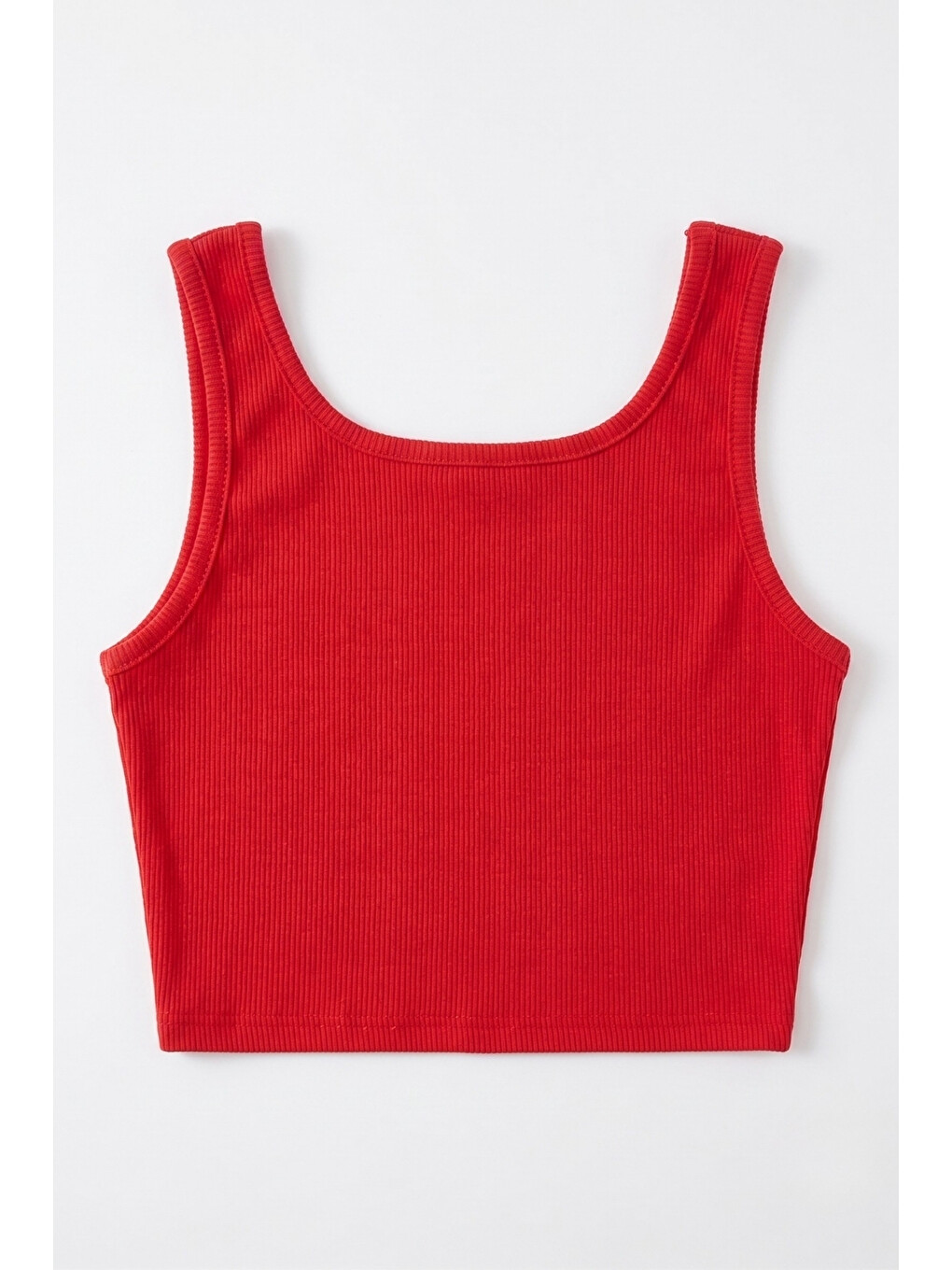 Kırmızı Yıldız Nakışlı Fitilli Askılı Kız Çocuk Crop Bluz - Cindy-1