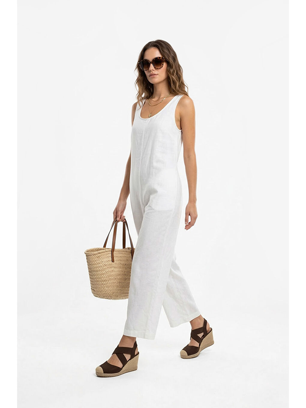 Kahverengi Kadın AÇIK KAHVERENGİ Dolgu Topuklu Çapraz Lastik Bantlı Sandalet-2