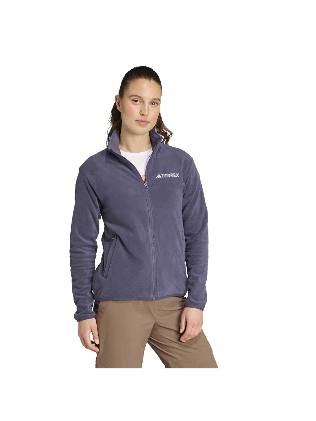 MT Esseantials Full Zip Fleece Kadın Mor Dik Yaka Ceket-2