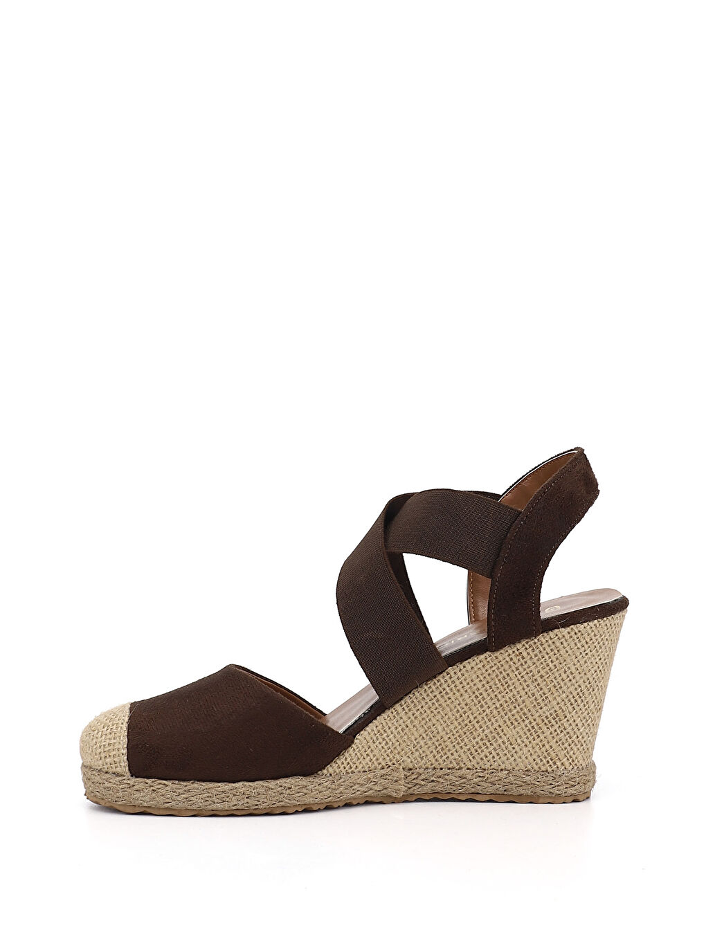 Kahverengi Kadın AÇIK KAHVERENGİ Dolgu Topuklu Çapraz Lastik Bantlı Sandalet-4