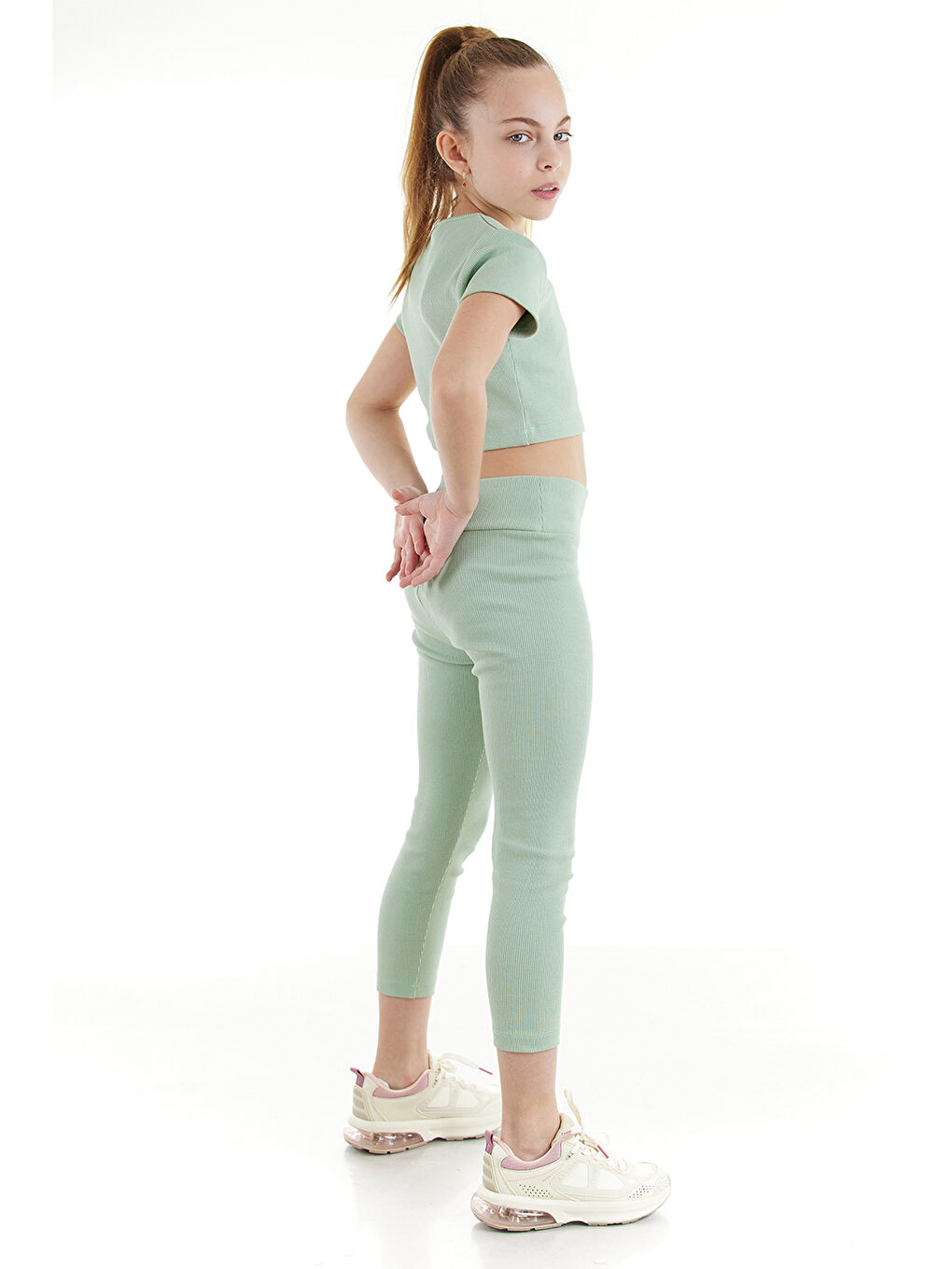 Yeşil Basic Capri Tshirt Takım-2