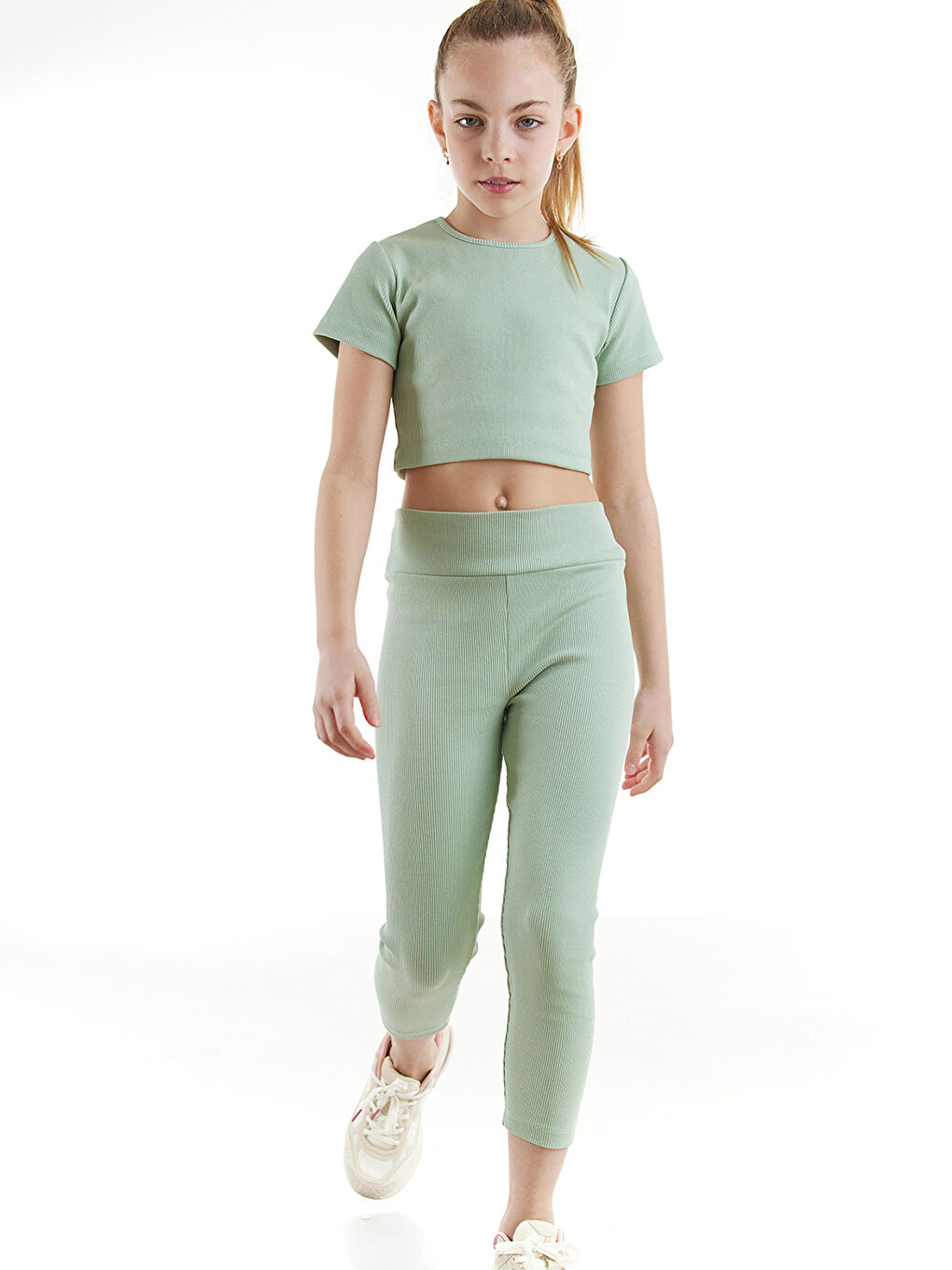 Yeşil Basic Capri Tshirt Takım-4