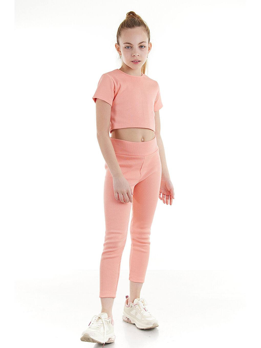 Colorinas Pembe Basic Capri Tshirt Takım - 1