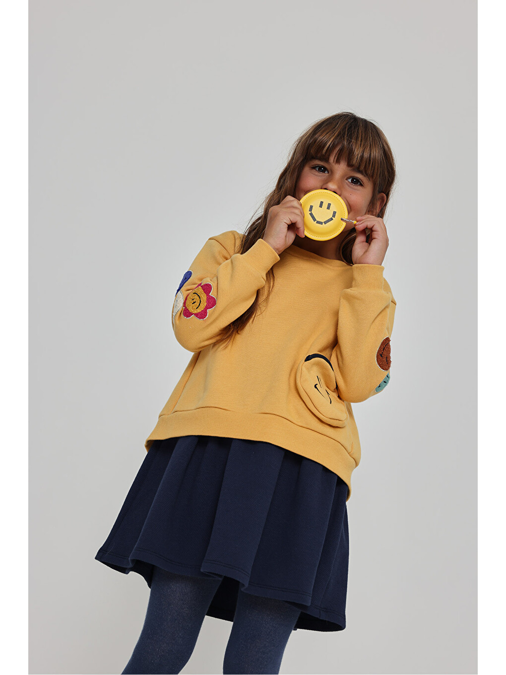 Smile Desenli Elbise 2 Yaş-6 Yaş Sarı-10