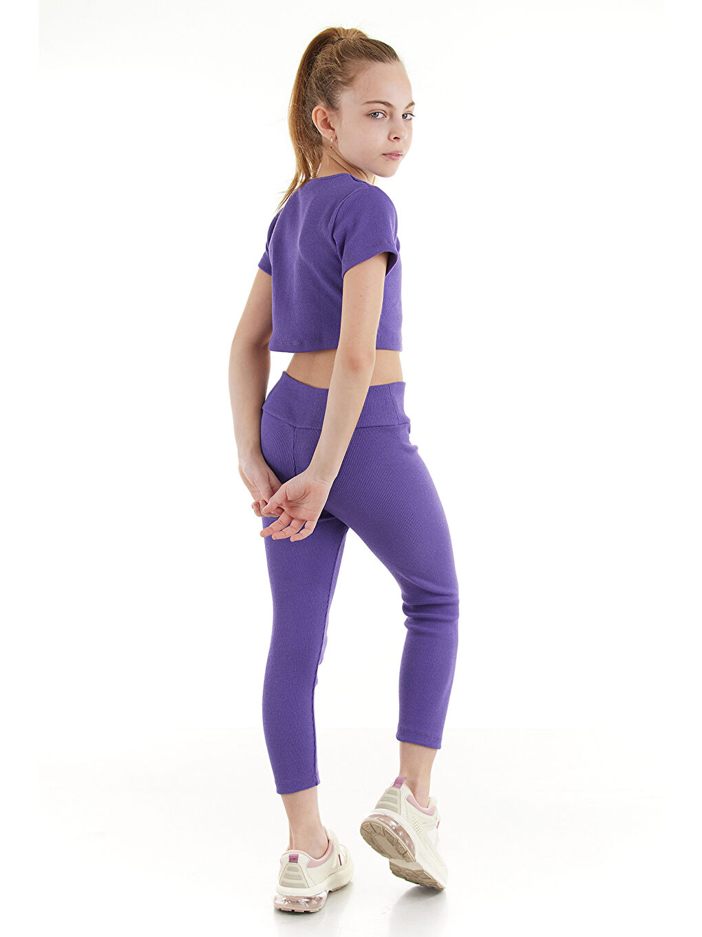 Mor Basic Capri Tshirt Takım-3