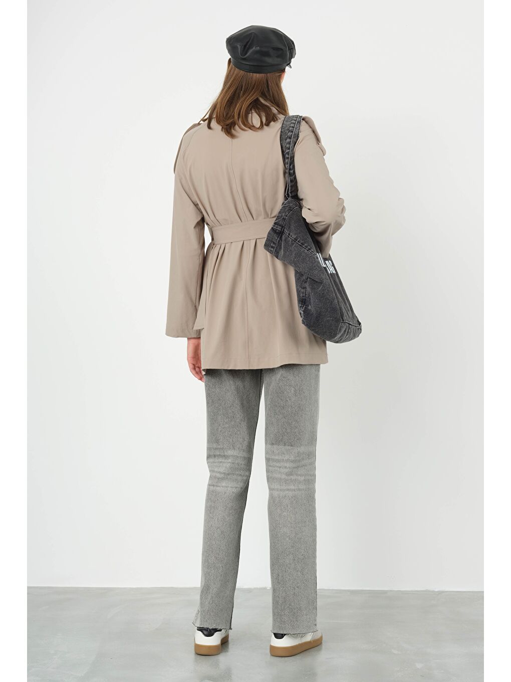 Bej Rüzgarlık Detaylı Trençkot Vizon-4