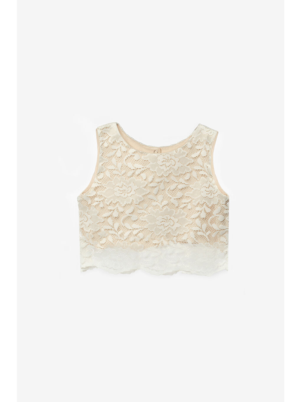 Ekru Krem Dantel Kız Çocuk Crop Pantalon İkili Takım - Hope-1