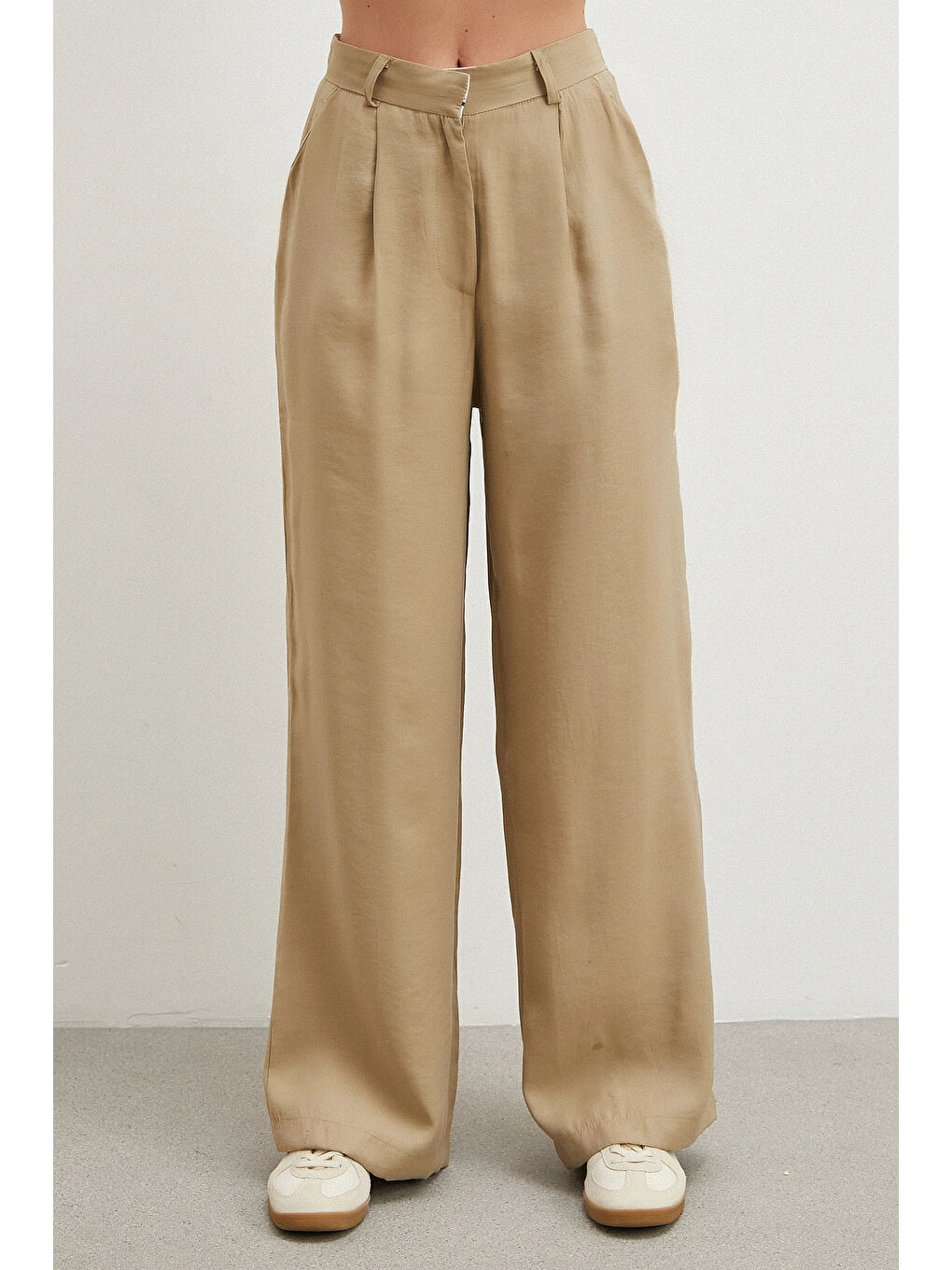 Bej Modal Palazzo Pantolon Taş-1
