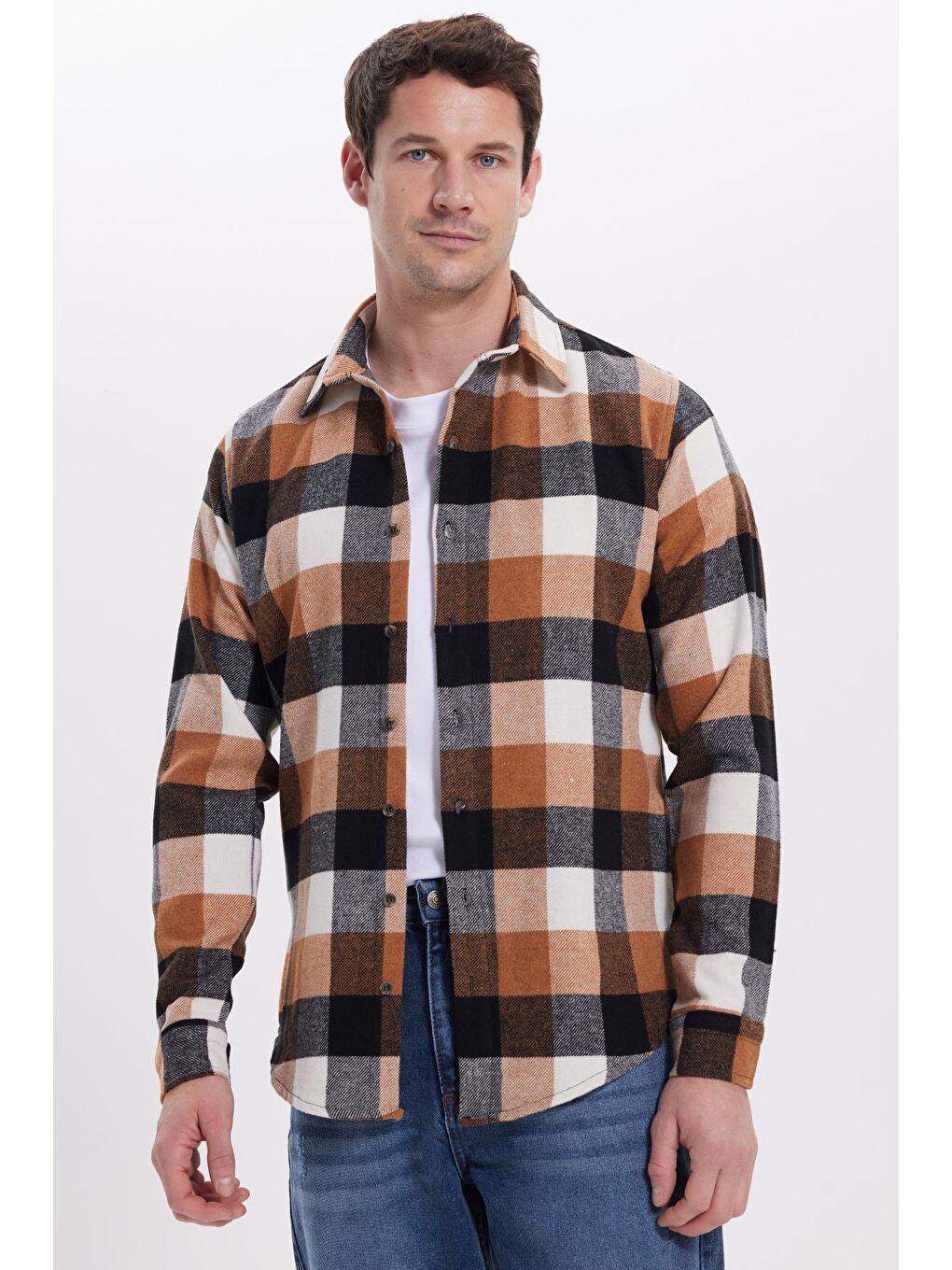 Karışık Erkek Slim Fit Dar Kesim Kareli Kışlık Oduncu Gömlek
