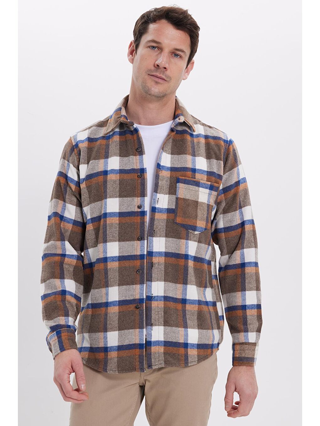 Karışık Erkek Regular Fit Rahat Kesim Kışlık Kareli Oduncu Gömlek-1
