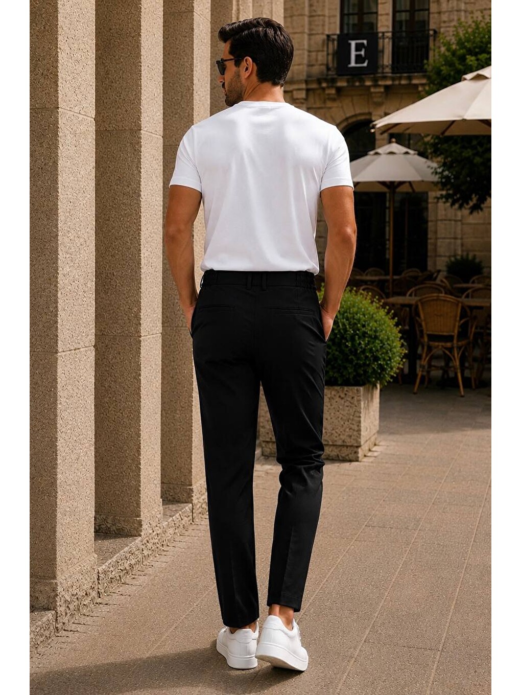 Erkek Premium Poliamid Kumaş Comfort Fit Jogger Siyah Pantolon - 252dngr-2