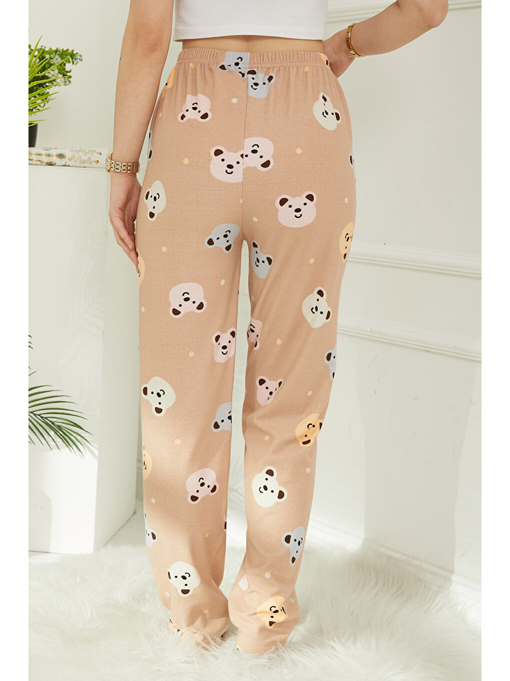 Ayıcıklı Pijama Altı Bej - 26811-6