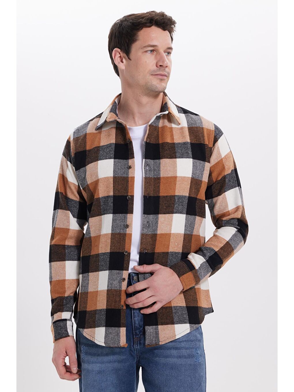 Karışık Erkek Slim Fit Dar Kesim Kareli Kışlık Oduncu Gömlek-1