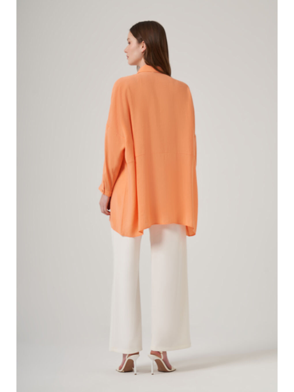 Pembe Oversize Basic Yazlık Gömlek 3001 Mango Turuncu-2