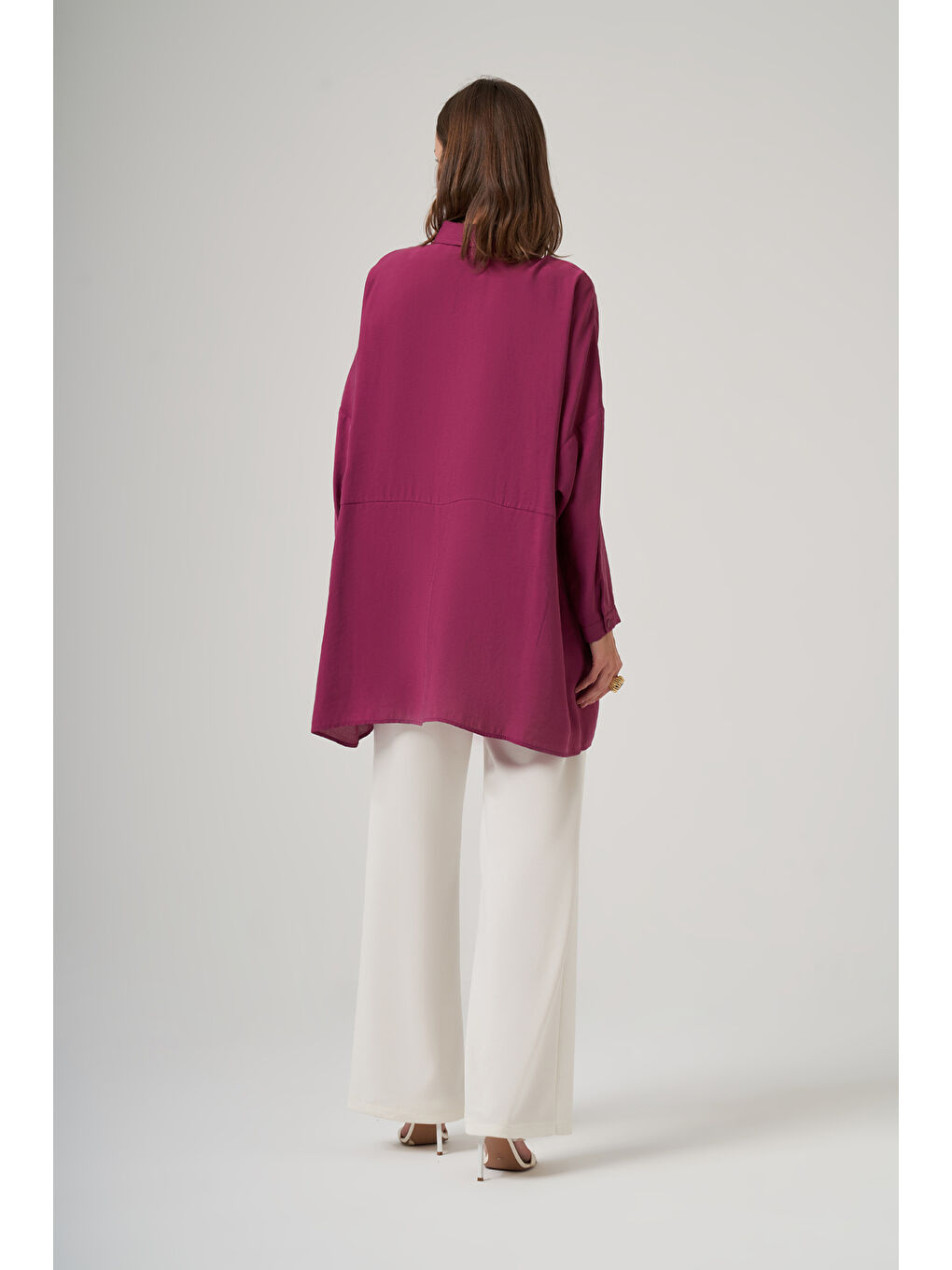 Oversize Basic Yazlık Gömlek 3001 Mürdüm-2