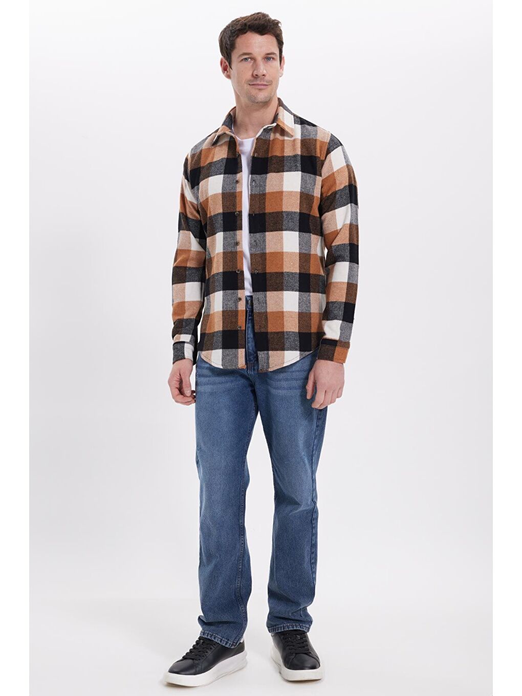Karışık Erkek Slim Fit Dar Kesim Kareli Kışlık Oduncu Gömlek-2