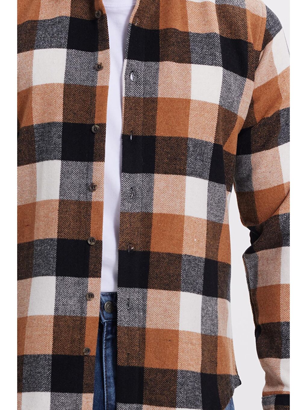 Karışık Erkek Slim Fit Dar Kesim Kareli Kışlık Oduncu Gömlek-3