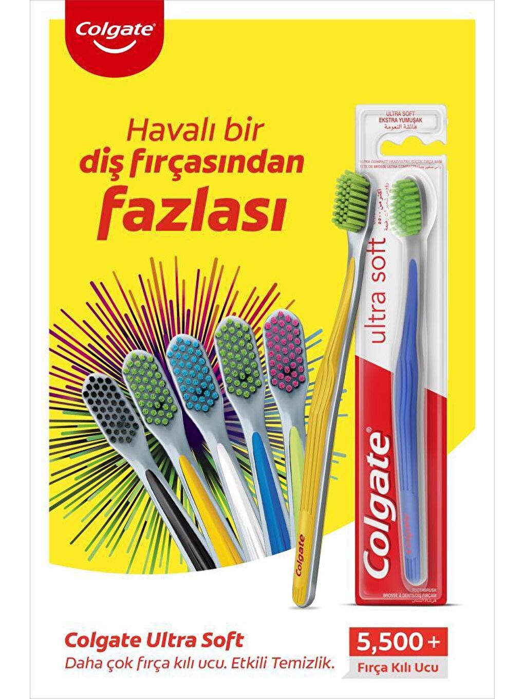 Colgate Karışık Ultra Soft Diş Etleri için Nazik Temizlik Yumuşak Diş Fırçası x 2 Adet - 1