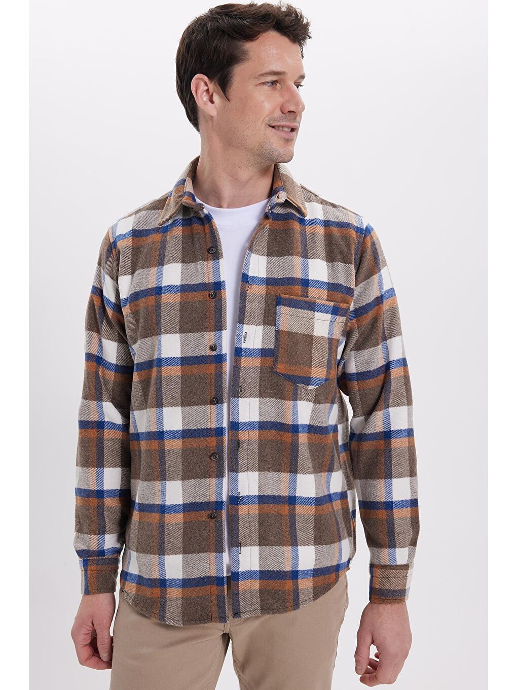 Karışık Erkek Regular Fit Rahat Kesim Kışlık Kareli Oduncu Gömlek-6