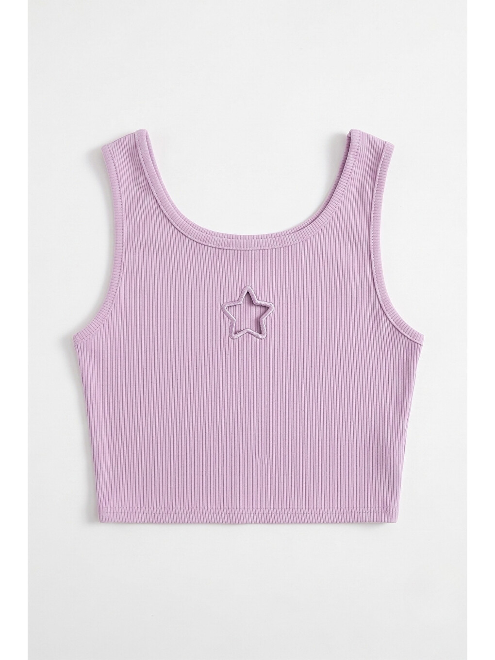 Lila Yıldız Nakışlı Fitilli Askılı Kız Çocuk Crop Bluz - Cindy
