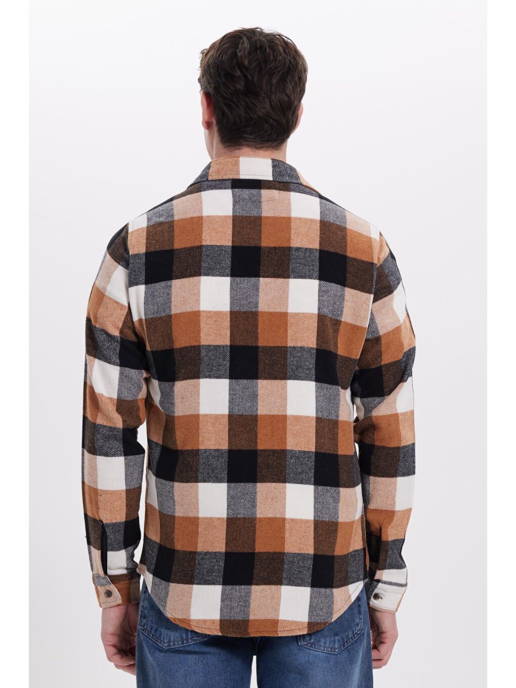 Karışık Erkek Slim Fit Dar Kesim Kareli Kışlık Oduncu Gömlek-5