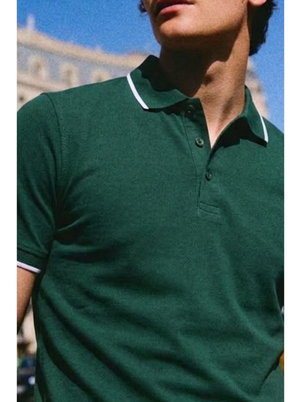 Erkek Basic Klasik Haki Polo Yaka Tişört-4