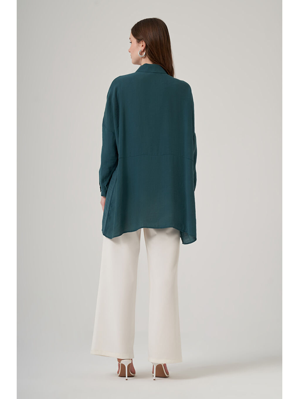 Oversize Basic Yazlık Gömlek 3001 Jungle Zümrüt Yeşil-2