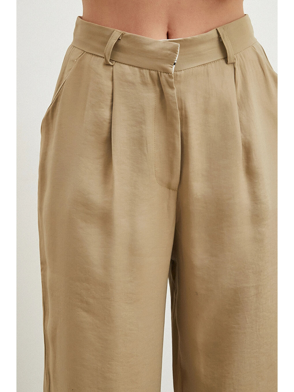 Bej Modal Palazzo Pantolon Taş-3