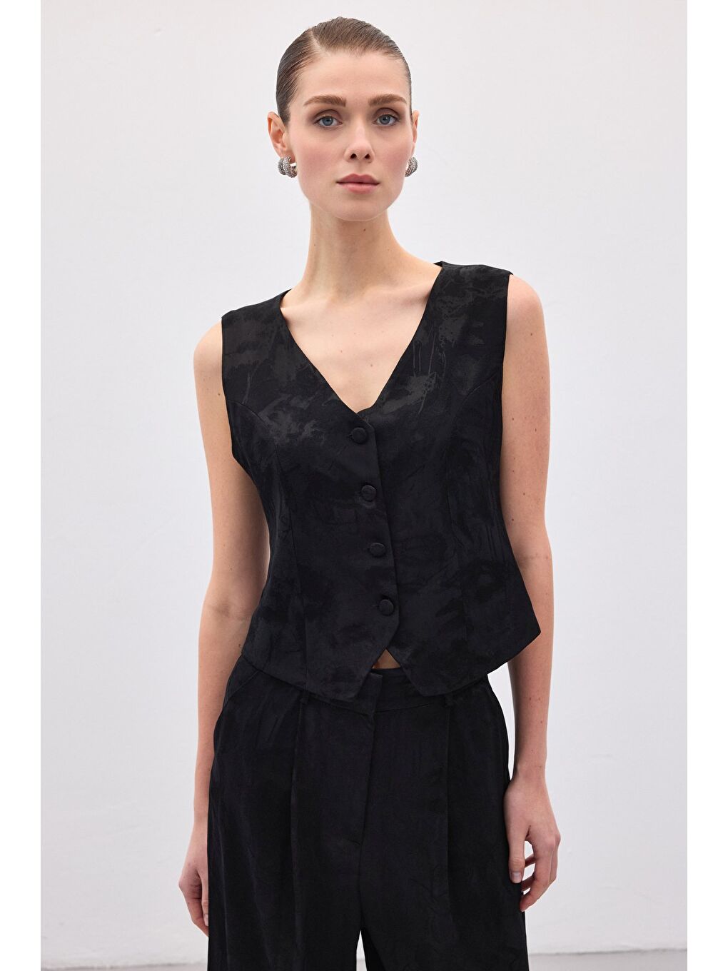 Jakarlı Yelek - Siyah-1