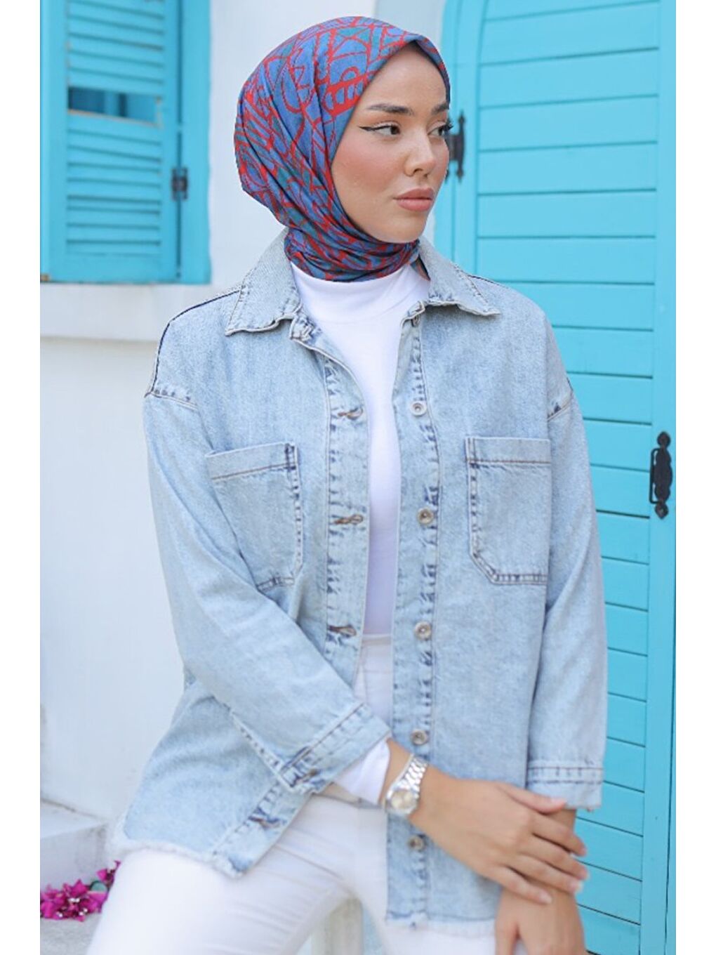 Kadın Çift Cepli Püskül Detay Jean Ceket Acik Mavi   26576-1