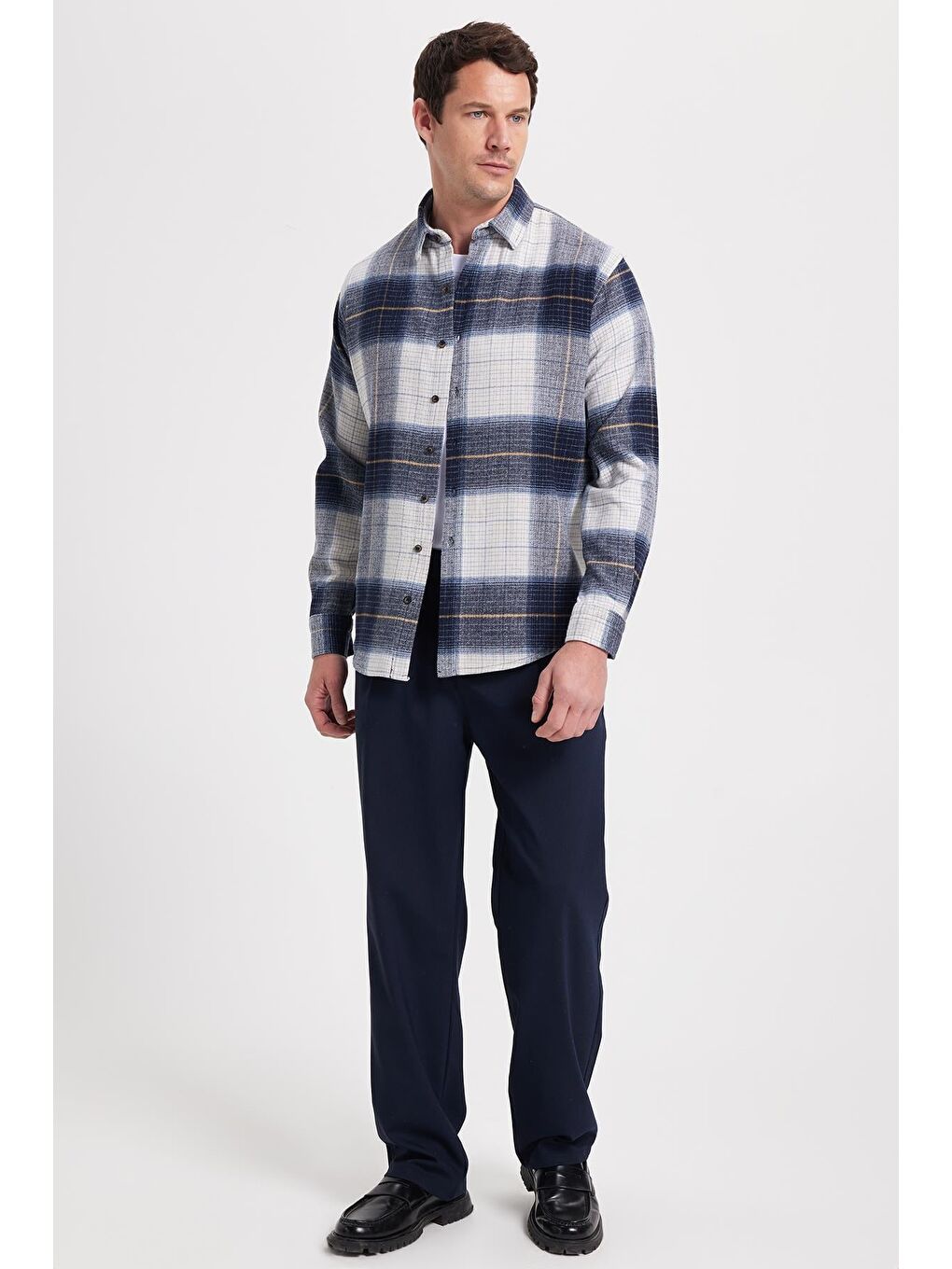 Karışık Erkek Relax Fit Rahat Kesim Kışlık Kareli Oduncu Gömlek-1