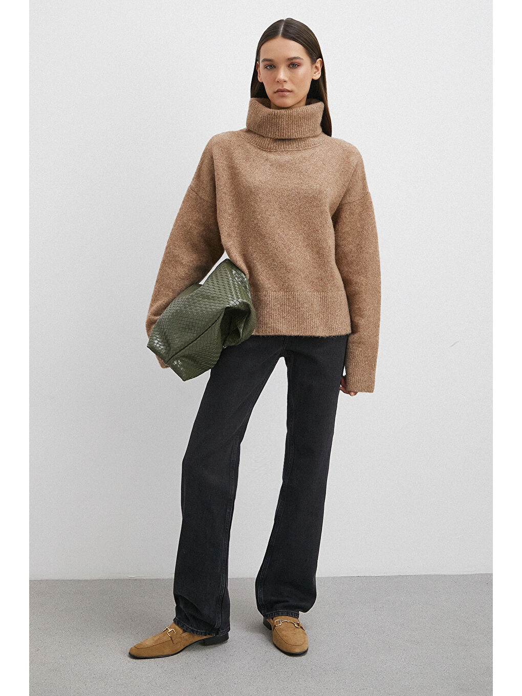 Yüksek Bel Boru Paça Jean Siyah-1