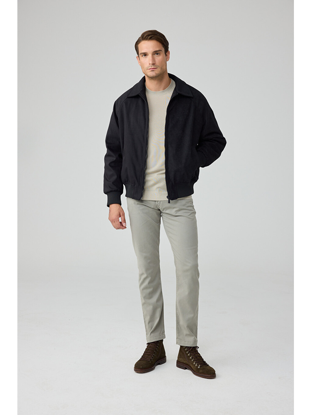 Erkek Oversize Bomber Süet Ceket Siyah 4343dngr-3